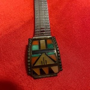 Zuni inlay turquoise mens watch band